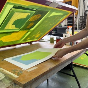 A student working in the Print Workshop