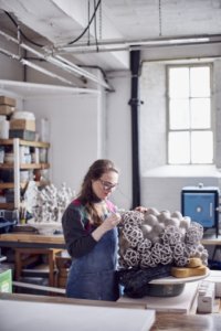 Artist Tessa Eastman in her ceramics studio