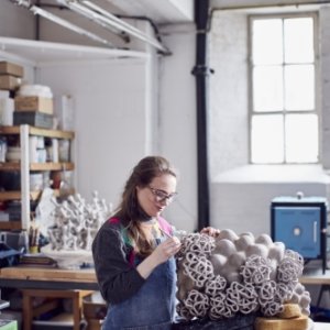 Artist Tessa Eastman in her ceramics studio