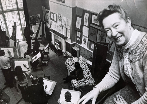 Director of Studies Helen Wilson at ‘The Heatherley-Wilson School of Arts and Crafts’ in Chalcot Gardens, Hampstead.