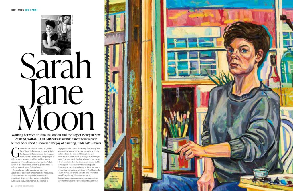 First page of a feature on artists Sarah Jane Moon in Artists & Illustrators October 2022 issue.