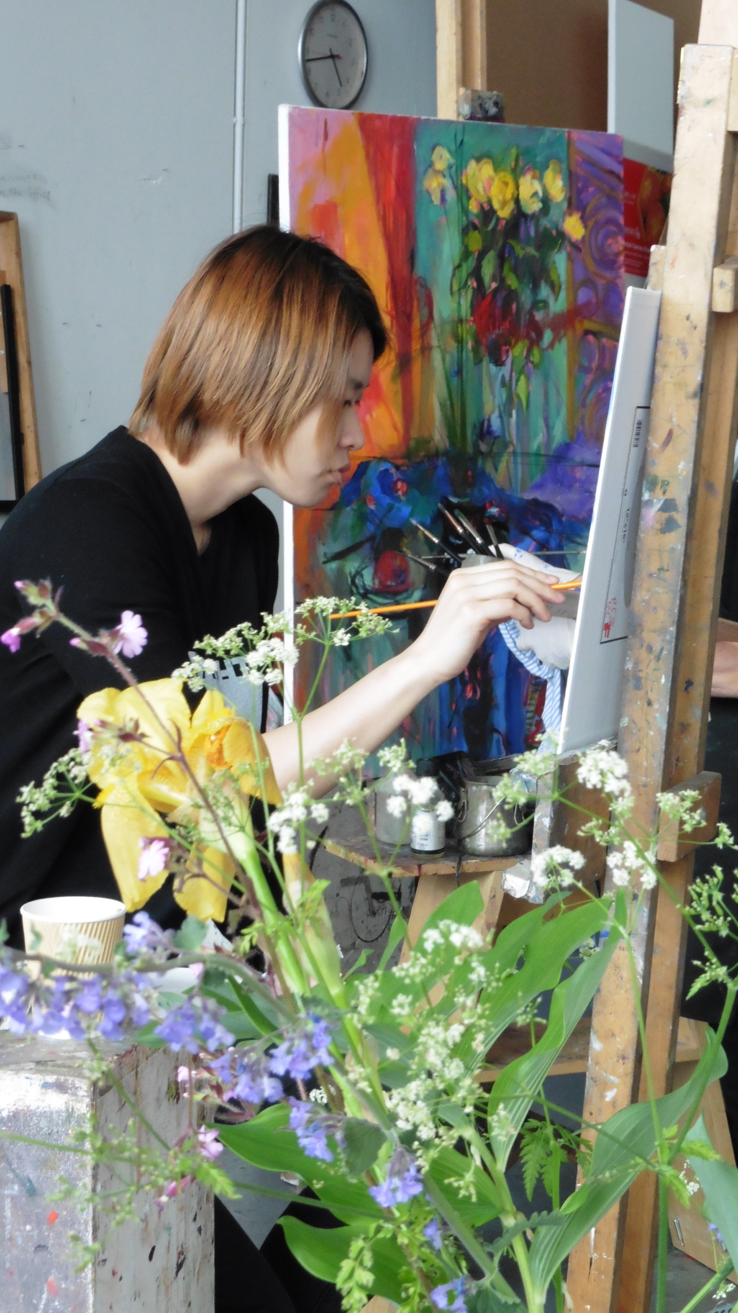 Student painting in a studio at Heatherleys.