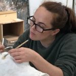 Alexandra Carus Bowker, winner of the Gyllian Foster Prize for Drawing, working on a plaster cast in the Heatherleys sculpture studio.