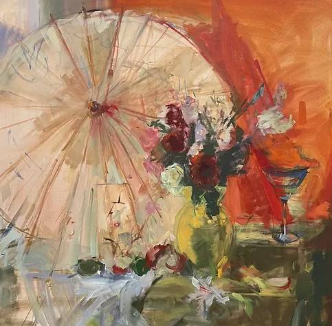Still life with parasol 2022 by Eileen Chamberlain