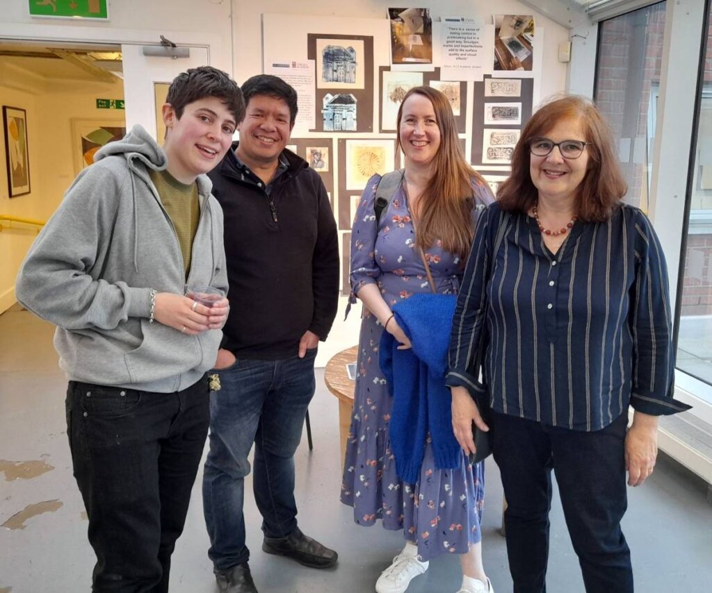 Students and print staff at the private view 2023