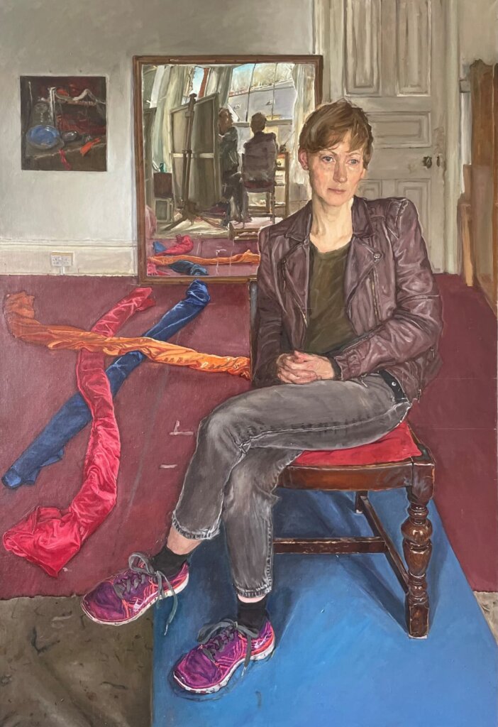 PORTRAIT OF LAURA SMITH, 2022, by JAMES LLOYD B. 1971. Oil on canvas 59 x 43 1/4 in. / 150 x 110 cm.