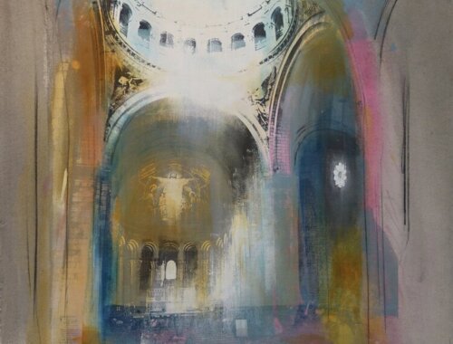 Light from above the Sacre Coeur, Mixed media on canvas, 48” x 36” by Alexander McQueen Duncan.