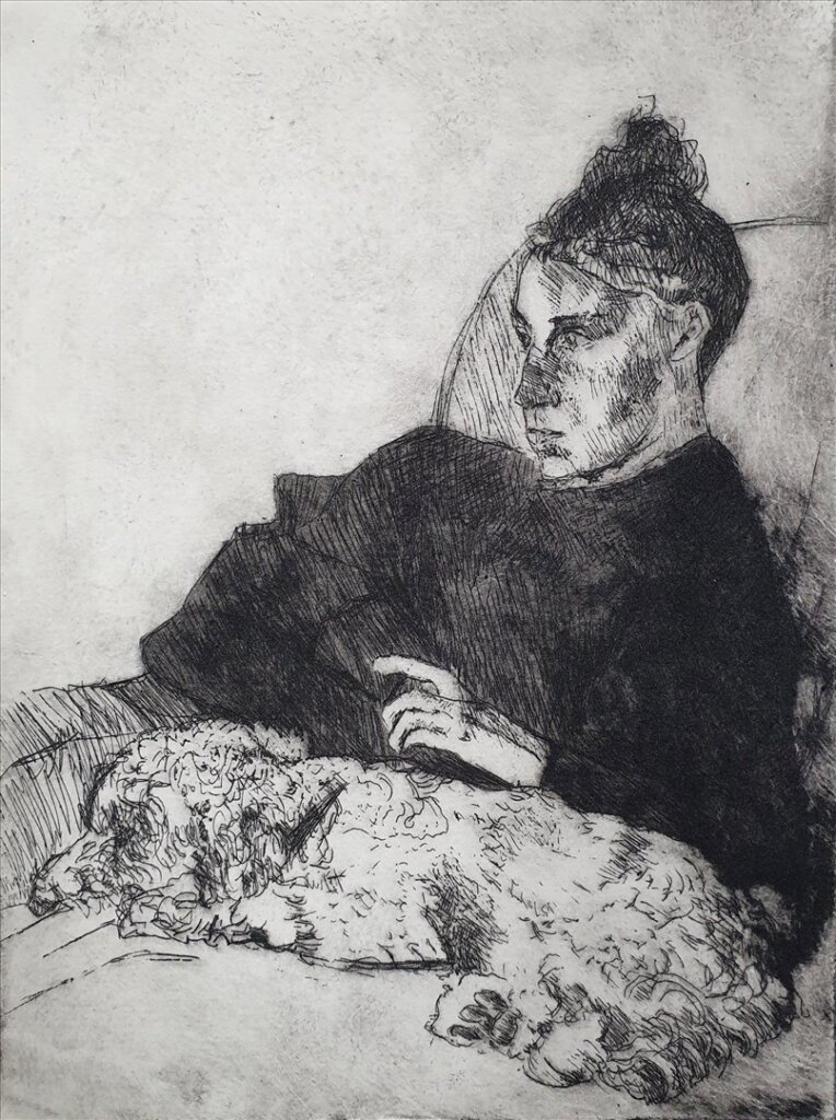 Tessa And Claude, etching by Natalia Glinoer