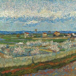 Peach Trees in Blossom, 1899, by Vincent van Gogh.
