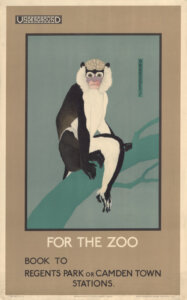 For The Zoo by Dorothy Burroughes, 1922, Poster commsioned by London Underground. Source: London Transport Museum